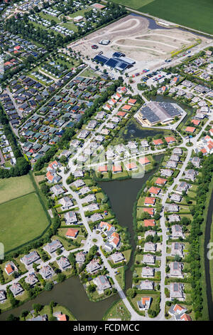 Netherlands, Stellendam, Holiday houses. Aerial Stock Photo