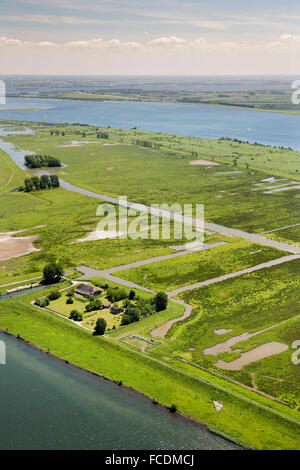 Netherlands, Korendijk, island of Tiengemeten, In 2007. Its farming inhabitants were relocated. Aerial