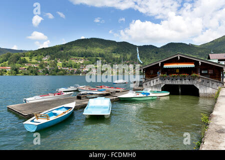 Boathouse on Lake Tegernsee in Egern, Rottach-Egern, Upper Bavaria, Bavaria, Germany Stock Photo