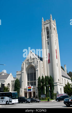 The Hollywood United Methodist Church at the intersection of Franklin Avenue and Highland Avenue, Los Angeles, Calironia Stock Photo