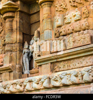 part of wall Great architecture ancient Gangaikonda Cholapuram Temple, India, Tamil Nadu, Thanjavur (Trichy)Great. The temple is Stock Photo