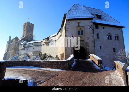 The Wartburg in Eisenach was founded around 1067. Since 1999 it is a World Heritage Site. The Wartburg became famous through the Thuringian countess Elisabeth and Martin Luther. Date: January 19, 2016 Stock Photo