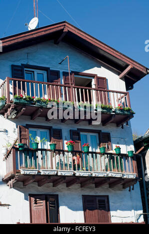 Typical homes in the ancient La Marina quarter in Hondarrabia. Basque Country. Spain. Stock Photo