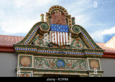 Detail of facade of The Old Customs House Museum. Arroyo, Puerto Rico. Caribbean Island. USA territory. Stock Photo