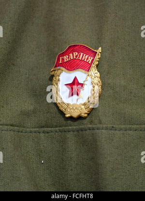 Badge on WWII era Russian military uniform in museum in Tenerife, Spain Stock Photo