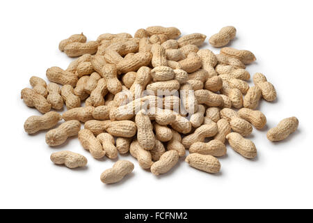 Heap of roasted shelled peanuts on white background Stock Photo