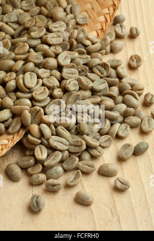 Heap of Bolivian Yanaloma green unroasted coffee beans Stock Photo