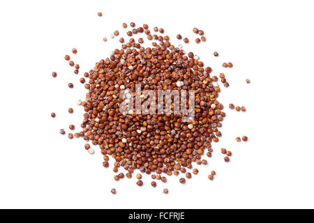 Heap of red raw Quinoa seeds on white background Stock Photo