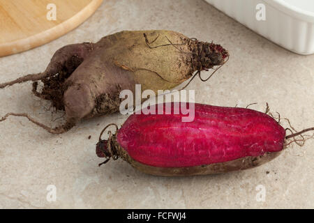 Fresh red raw heirloom beets Stock Photo