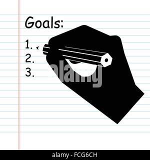 Handwriting goals list, vector Stock Vector