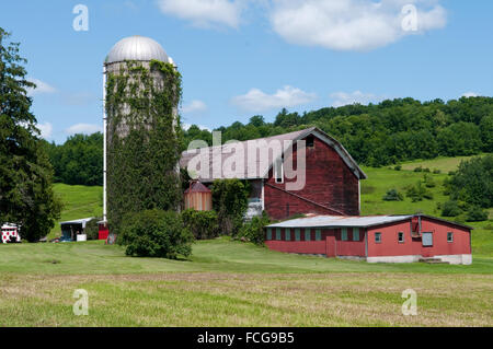 Old red barn in New York during the spring. Stock Photo