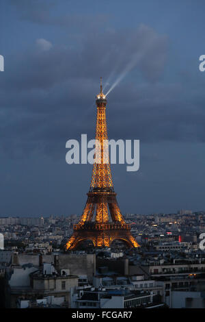 Eiffel Tower at night, Paris, France. Stock Photo