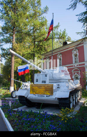 World War II T-34 tank from the Dmitry Donskoy Battalion in Donskoy Monastery, Moscow, Russia Stock Photo