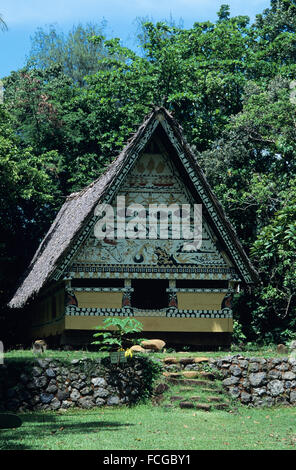 Republic of Palau, Museum, Abai, Koror, Bai or Menʻs meeting house Stock Photo