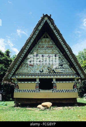 Republic of Palau, Museum, Abai, Koror, Bai or Menʻs meeting house Stock Photo