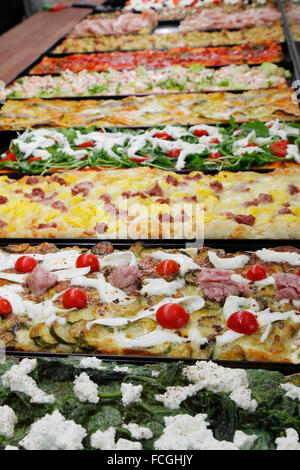 Pizza baking trays in a Pizzeria in Rome, Italy Stock Photo