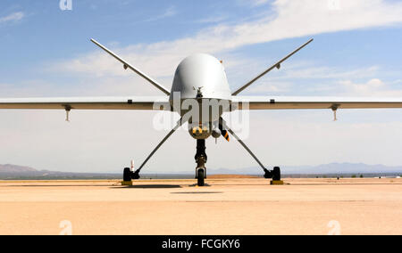 US Customs and Border Protection Air and Marine group's unmanned aerial system (UAS) or 'drone'. The agency uses it's fleet of 10 Predator B drones to aid investigations and patrol borders. See description for more information. Stock Photo