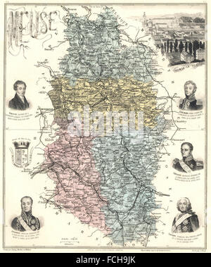 MEUSE: Meuse département. Bar-le-Duc vignette. Vuillemin, 1903 antique map Stock Photo