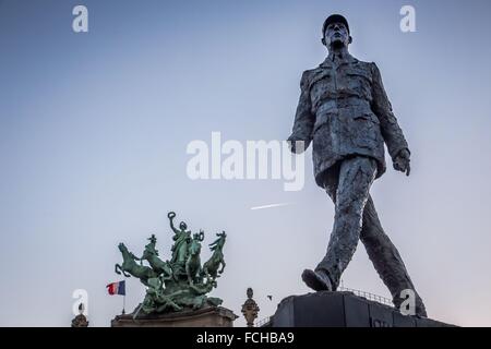 STATUE OF GENERAL CHARLES DE GAULLE, GRAND PALAIS, PARIS Stock Photo