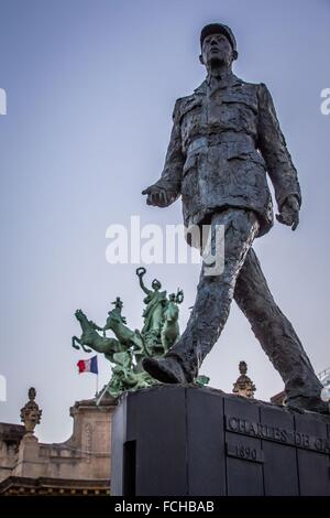 STATUE OF GENERAL CHARLES DE GAULLE, GRAND PALAIS, PARIS Stock Photo