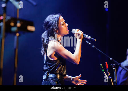 Liverpool, UK. 22nd January 2016. Andrea Corr of Irish band, The Corrs, performs during their White Light Tour at the Echo Arena, Liverpool. &Acirc;&copy; Paul Warburton/Alamy Live News Stock Photo