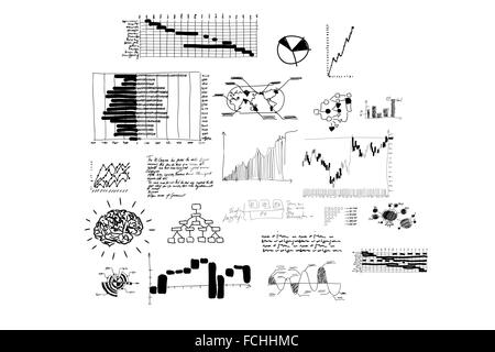 Background conceptual image with business sketches and diagrams Stock Photo