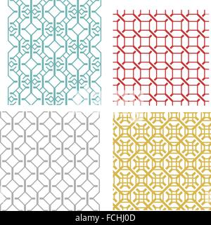 Set of Geometric seamless weave line pattern and texture in modern korean style Stock Vector