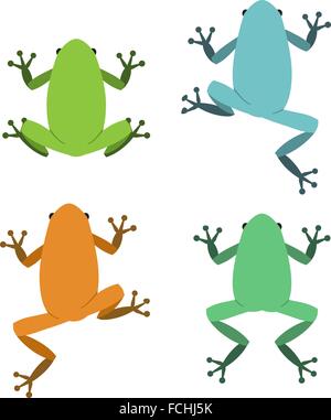 Set of frog in flat style, vector animal Stock Vector