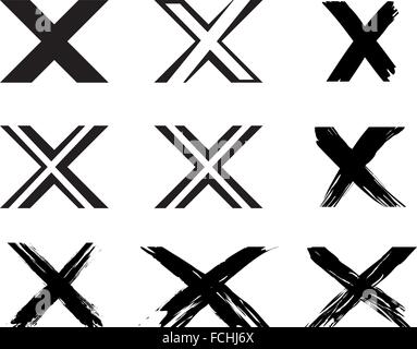 Set of X handwritten letter on white background. Stock Vector
