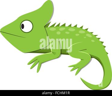 Green lizard watching something in flat style, vector Stock Vector