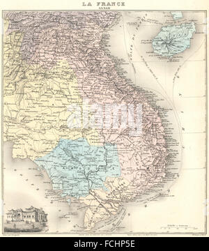 VIETNAM: Annam. Combodge Cambodia Laos. Hué. Vuillemin., 1903 antique map Stock Photo