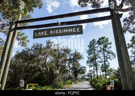 Florida,South,Lake Wales,Lake Kissimmee State Park,nature,natural scenery,entrance,road,visitors travel traveling tour tourist tourism landmark landma Stock Photo