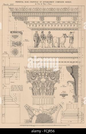 COMPOSITE ARCHITECTURE:Arch Titus,Rome.Pedestal Capital,Base Entablature, 1931 Stock Photo