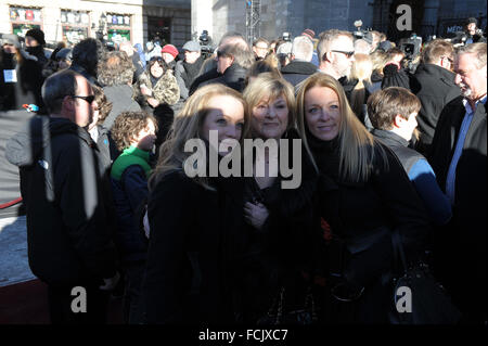 Montreal, Canada. 22nd January, 2016. Mélanie Joly, Secretary of the Canadian Heritage and Sophie Grégoire-Trudeau, wife of Prime Minister Justin Trudeau and Claudette Dion (C) arrived to the funeral of Canadian artists' agent Rene Angelil, the husband of singer Celine Dion, held at Notre-Dame Basilica, Canada on January 22, 2016. Photo : KADRI Mohamed/ IMAGESPIC AGENCY Credit:  imagespic/Alamy Live News
