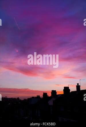 Forest Hill, London, 23rd January 2016. Colourful sunrise over Southeast London starts a weekend of forecast  milder weather in the region. Credit:  Imageplotter News and Sports/Alamy Live News Stock Photo