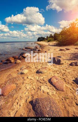 Baltic sea coast. Stone boulders on the beach Stock Photo