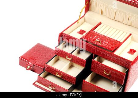 Red jewelry box Stock Photo