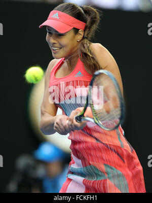Melbourne, Australia. 23rd Jan, 2016. Ana Ivanovic of Serbia competes against Madison Keys of the United States during the third round match of women's singles at the Australian Open Tennis Championships in Melbourne, Australia, Jan. 23, 2016. Credit:  Bi Mingming/Xinhua/Alamy Live News Stock Photo