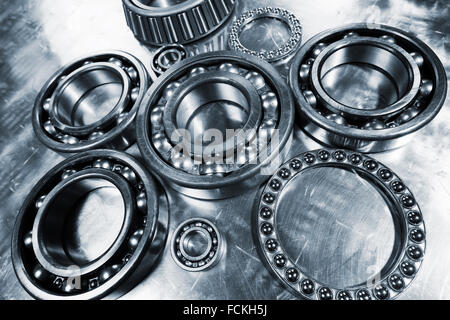 titanium and steel ball-bearings, aerospace industry Stock Photo