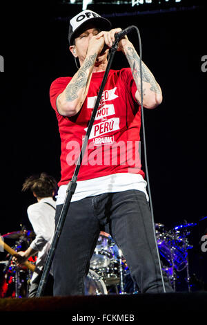 Torino Italy. 10th December 2011. The American rock band Red Hot Chili Peppers performs live on stage at PalaOlimpico Isozaki du Stock Photo