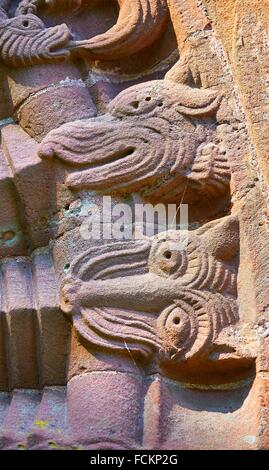 mythical dragons sculptures norman romanesque relief creatures alamy st mary church doorway south