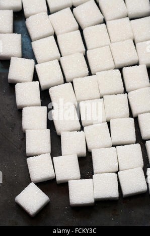close up image of white sugar cubes Stock Photo