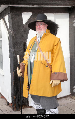 The Battle of Nantwich was fought during the First English Civil War, between the Parliamentarians and Royalists, northwest of the town of Nantwich in Cheshire on 25 January 1644. The Royalists under Lord Byron were besieging Nantwich, and Sir Thomas Fairfax led an army to relieve the town. As Fairfax approached, a sudden thaw caused the River Weaver to rise in spate, dividing Byron's cavalry from his infantry and artillery, who were overrun and destroyed by Fairfax. Stock Photo