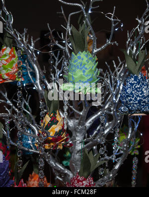 Close up of Christmas pineapple on tree. Stock Photo