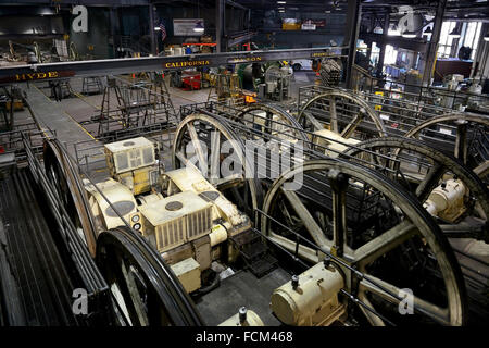 Powerhouse inside Cable Car Museum in Nob Hill, San Francisco, California, USA Stock Photo