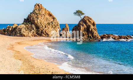 Mar Menuda Beach in Tossa de Mar, Costa Brava, Catalonia Stock Photo