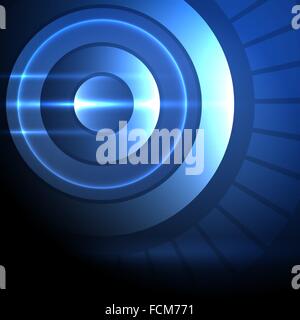 Abstract blue shining circle technical background. Stock Vector