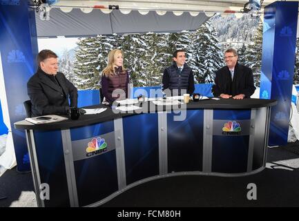 Davos, Switzerland. 22nd January, 2016.  US Secretary of Defense Ash Carter during an interview with CNBC at the World Economic Forum January 22, 2016 in Davos, Switzerland. Stock Photo