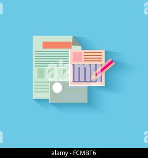 Icon of notepad and pencil Stock Vector