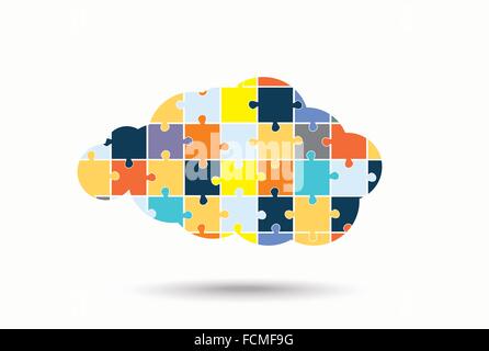 Abstract cloud of puzzle pieces Stock Vector
